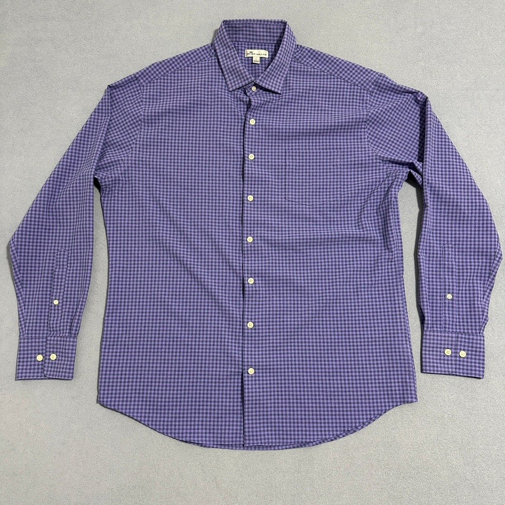 Peter Millar Gingham Check Button Down Shirt Long… - image 1